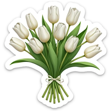White tulip bouquet sticker