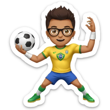 make an guy called pedro who is dancing with a football and playing brazzilian phonk and hee has glasses and is and make it look like hes listening to brazzilian phonk so it has a brazil flag and text saying phonk on it and give him demon laser eyes phonk demon tuff boii  sus phonk brazilo! sticker