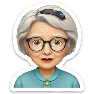 elderly woman with glasses sticker