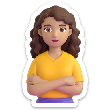 brown girl with wavy hair and brown eyes, wearing a yellow shirt sticker