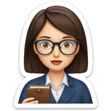 journalist brunette woman with glasses sticker