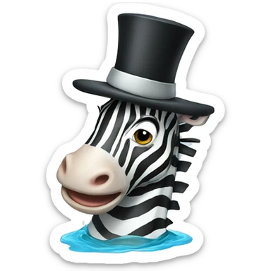 Zebra wearing a top hat fishing sticker