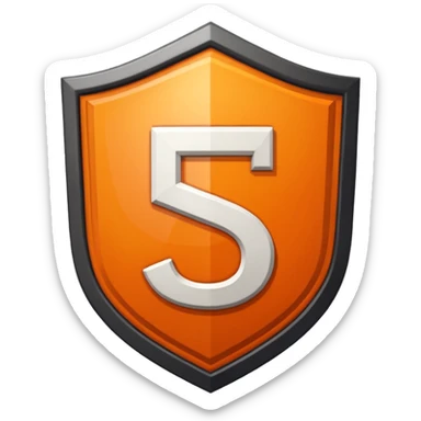 Detailed HTML5 logo with orange shield and white '5' in pixelated retro style sticker