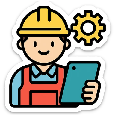 A technician with a tablet sticker