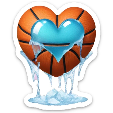 Heart shaped basketball with ice sticker