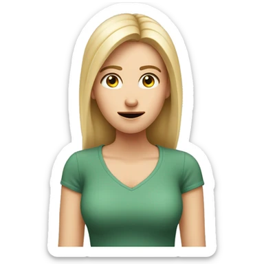 A white girl with an important face turns her two fingers near her nose, dissatisfied sticker