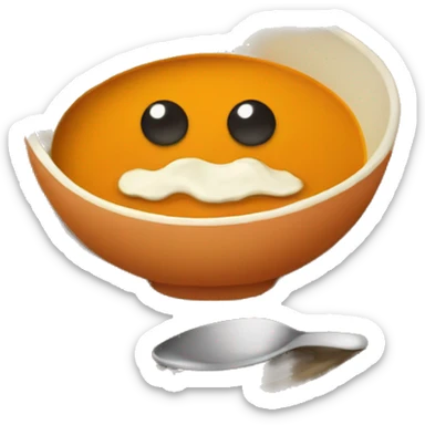 pumpkin soup with beige plate and spoon sticker