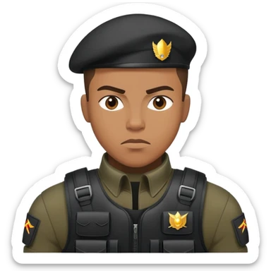 black soldier in black bulletproof vest sticker
