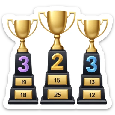 PlayStation trophy icons in PS5 style, flat minimalist UI, platinum, gold, silver, and bronze trophies displayed vertically with numbers next to each icon, dark background, official PlayStation design, clean and modern interface, similar to PSN profile trophies layout.” sticker