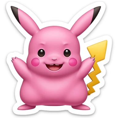 cute emoji of metamorph (ditto) transformed into pikachu, bright and charming style sticker