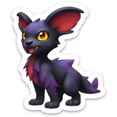 Cute cool dark black red purple yellow animal hybrid Fakemon full body sticker