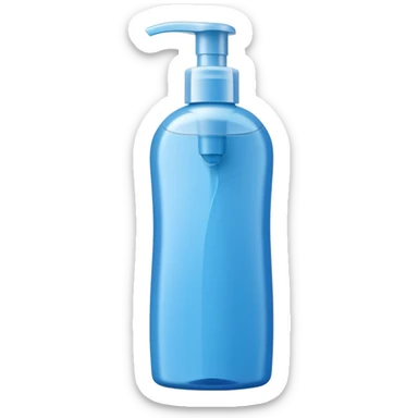 upright shampoo bottle, smooth curved silhouette, flip-top or pump cap, sleek, semi-opaque or colored blue green or white, clean and fresh, no branding or text, soft lighting, emoji scale sticker
