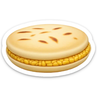 Cinematic Realistic image of a simple, single Colombian arepa, rendered with soft, golden cornmeal textures and delicate, crispy edges, set on a neutral background with gentle, natural lighting that highlights its traditional, comforting simplicity. sticker
