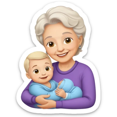 grandmother with baby boy sticker