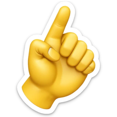 A 3D Apple-style yellow hand emoji, closed fist with thumb pointing backward over the shoulder direction, smooth rounded shape, shiny surface, clean minimal background. AND MOTİON LİNE sticker