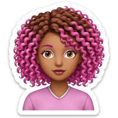 👩🏽‍🦱 remplace ses cheveux par du rose respect sa coiffure sticker