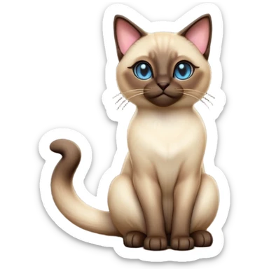 cinematic-[siamese cat]-realistic-full-body-sitting-emoji,-tail-curled-playfully-around-its-paws,-head-tilted-dramatically,-sleek-[siamese]-fur,-simplified-yet-realistic-focused-features,-highly-detailed,-glowing-with-an-almost-sarcastic-glow sticker