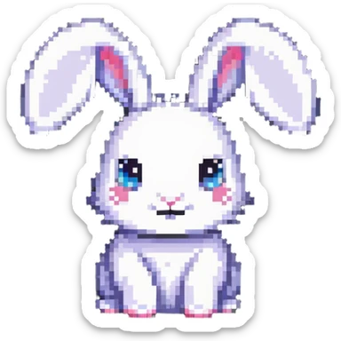 cute fuzzy bunny with floppy ears sticker