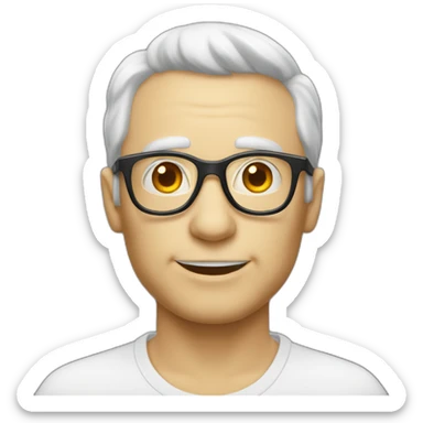 Viel homme blanc chauve avec lunettes rondes sans moustache sticker