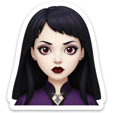 vampira gótica branca de cabelo preto e franja sticker