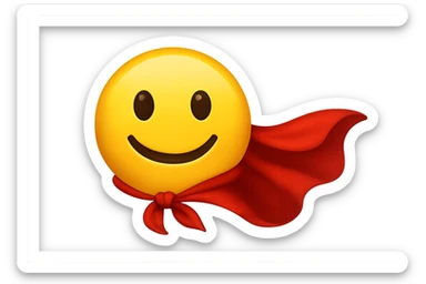 yellow face with red superhero cape emoji, digital illustration sticker
