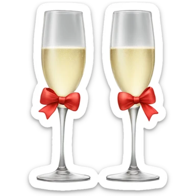2 Champagne glasses with red bow  sticker