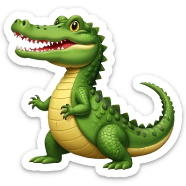 Crocodile with tail over its back with its mouth alittle open sticker