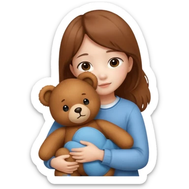 Little korean girl – hugging a teddy bear.
 sticker