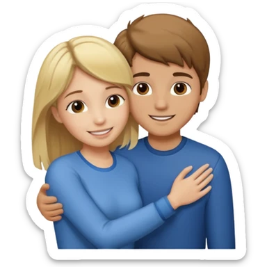 Amour à distance fille blonde et garçon brun tous les deux clair de peau  sticker