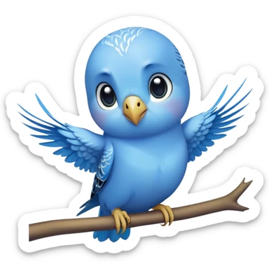 adorable-[budgie]-realistic-full-body-perched-emoji,-wings-tucked-neatly,-head-tilted-dramatically,-sleek-[blue]-feathers,-simplified-yet-realistic-focused-features,-highly-detailed,-glowing-with-an-almost-sarcastic-glow sticker