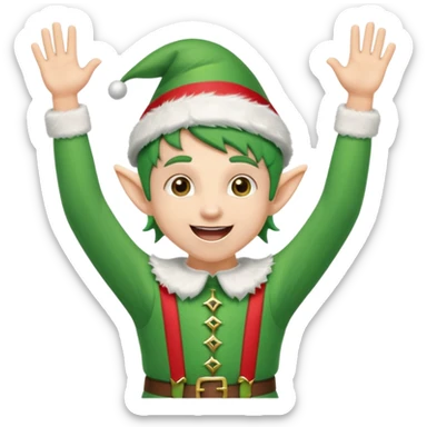 DUENDE NAVIDEÑO CON ORTODONCIA Y MANOS ARRIBA ANIMANDO sticker
