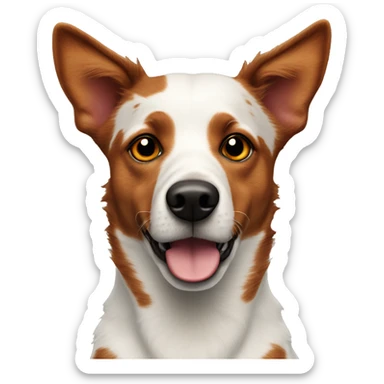 Red heeler dog with brown spot on left eye sticker