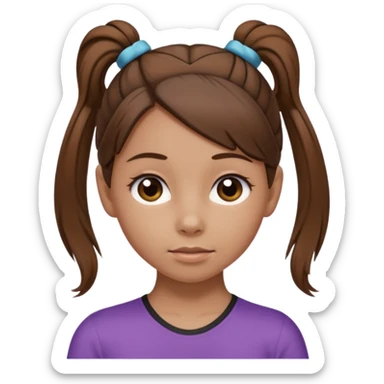 Normal skinned, tiny nosed, brown haired girl with Tying a ponytail sticker