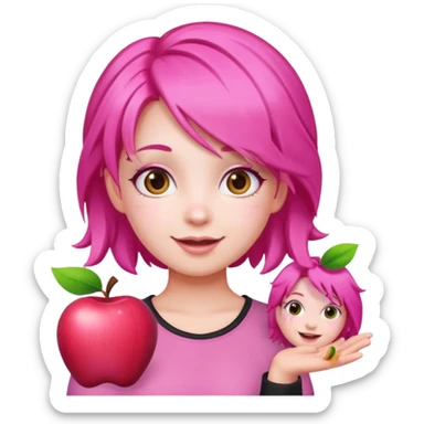 cute pink girl with cheerful pose. apple emoji style sticker