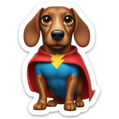 Sausage dog wearing a superhero suit sticker