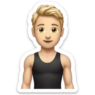 sporty European boy in gymnast leotard sticker