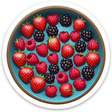 bowl solo de frutos rojos: fresas, moras, frambuesas. con vista desde arriba sticker