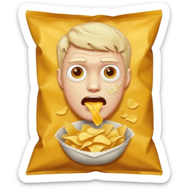 possessed guy eating a bag of chips sticker