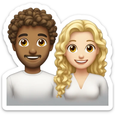 Couple, Arab guy curly hair with a white girl blonde with teeth braces sticker