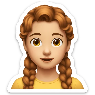 Estilo pixar niña de 8 años castaña pelo liso puntas rozadas, ojos marrones sticker