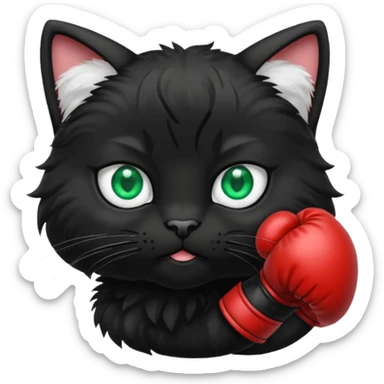 Black cat wearing boxing gloves sticker