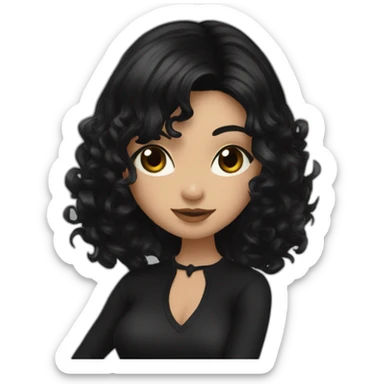 Latina-goth-girl-with-black-hair-and-brown-eyes--dancing sticker