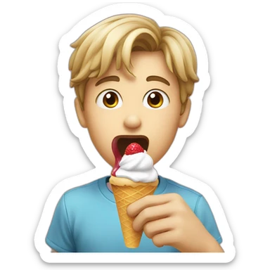 boy licking icecream sticker