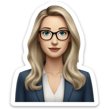 Shoulder length Balayage pale beautiful corporate woman with glasses and blue eyes sticker