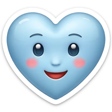 apple style emoji heart in soft muted blue, simple and light-hearted sticker