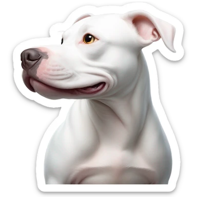 White pitbull riding on top of a white beluga whale sticker