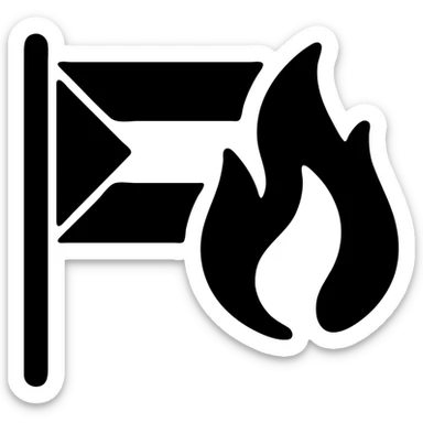 solid icon of the Palestine flag with fire, simple and bold sticker