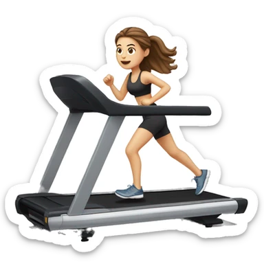 white girl with brown hair on treadmill sticker
