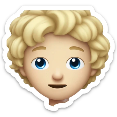 cute boy with blonde hair and blue eyes going to sleep on a pillow sticker
