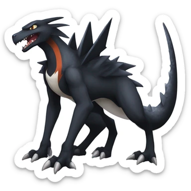 Black Cool Edgy Nargacuga-Garchomp-Houndoom-Sergal Fakémon with Edgy markings,  full body sticker